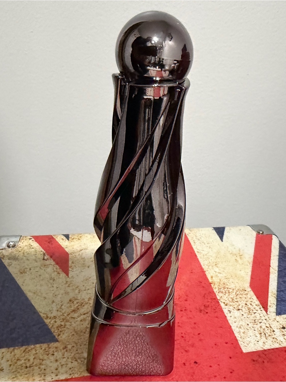 Sleek Black Spiral Resin Art Sculpture - Home Accent